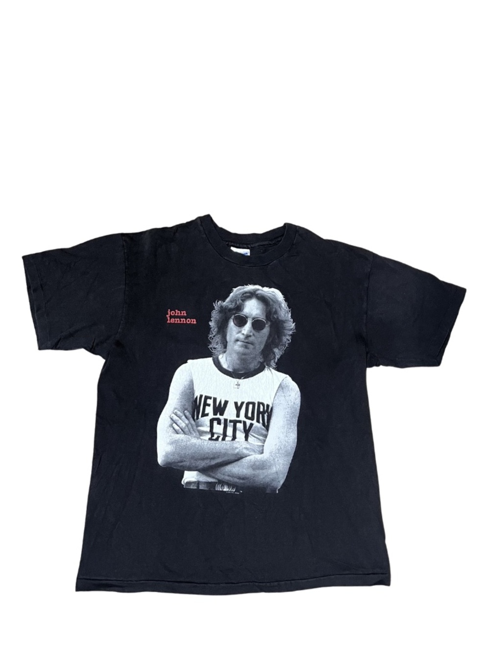 Vintage John Lennon Beatles T-Shirt Mens LG Black Imagine Dreamer 90s Faded NYC